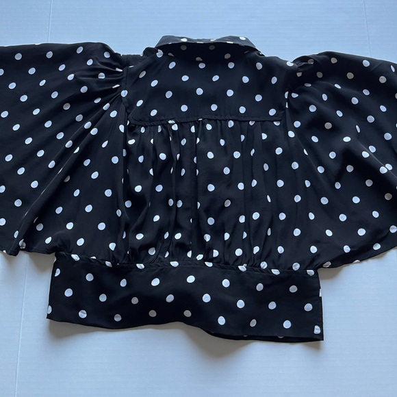 Anthropologie Maeve Canna Polka Dot Tie Waist Flutter Kimono Sleeve Blouse 6 - Picture 8 of 15